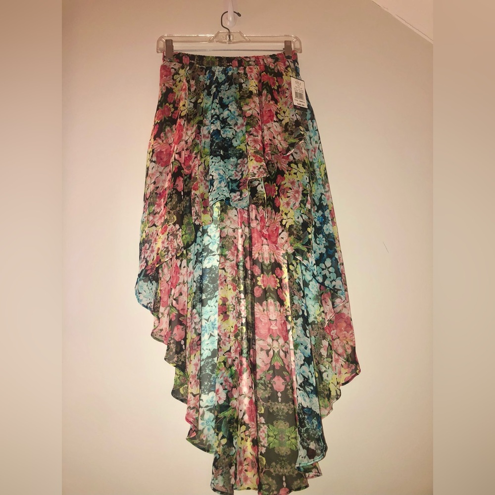 High Low Flowered Skirt